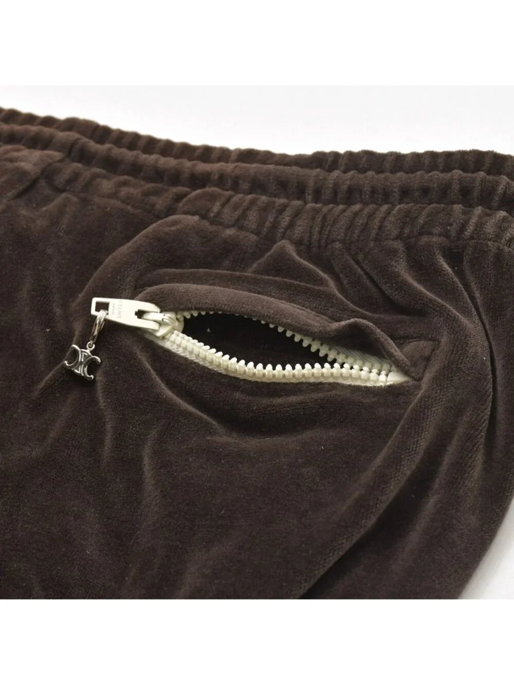 Celine Velour Sweatpants Cotton Polyamide Brown XXL Pants